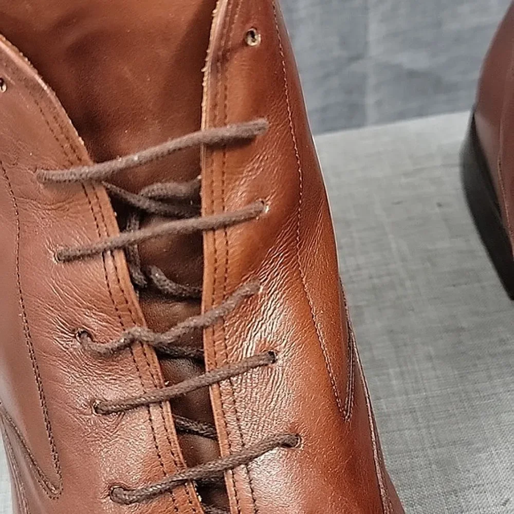 Mezlan Camden Cognac Brown Leather Chelsea Ankle Boots Lace-Up Men's SZ 14M